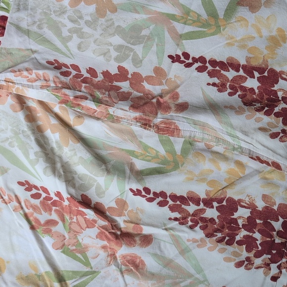 Pier One 1 Cotton Floral Watercolor Pillow Shams Set In Rust Yellow Green Coral - Picture 6 of 6